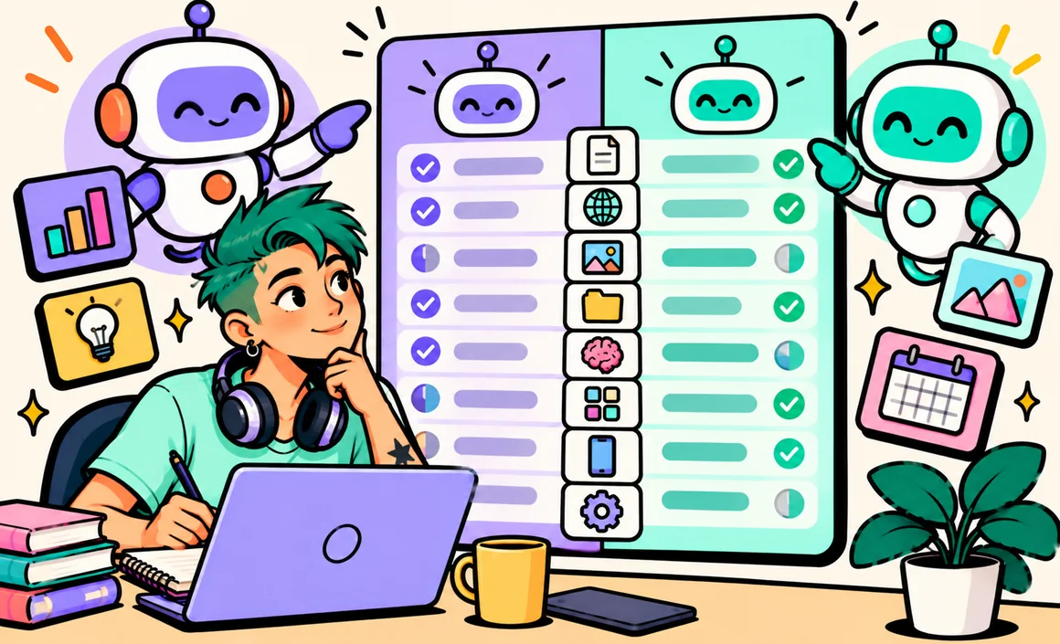 Illustration: a point-by-point comparison of two AI assistants