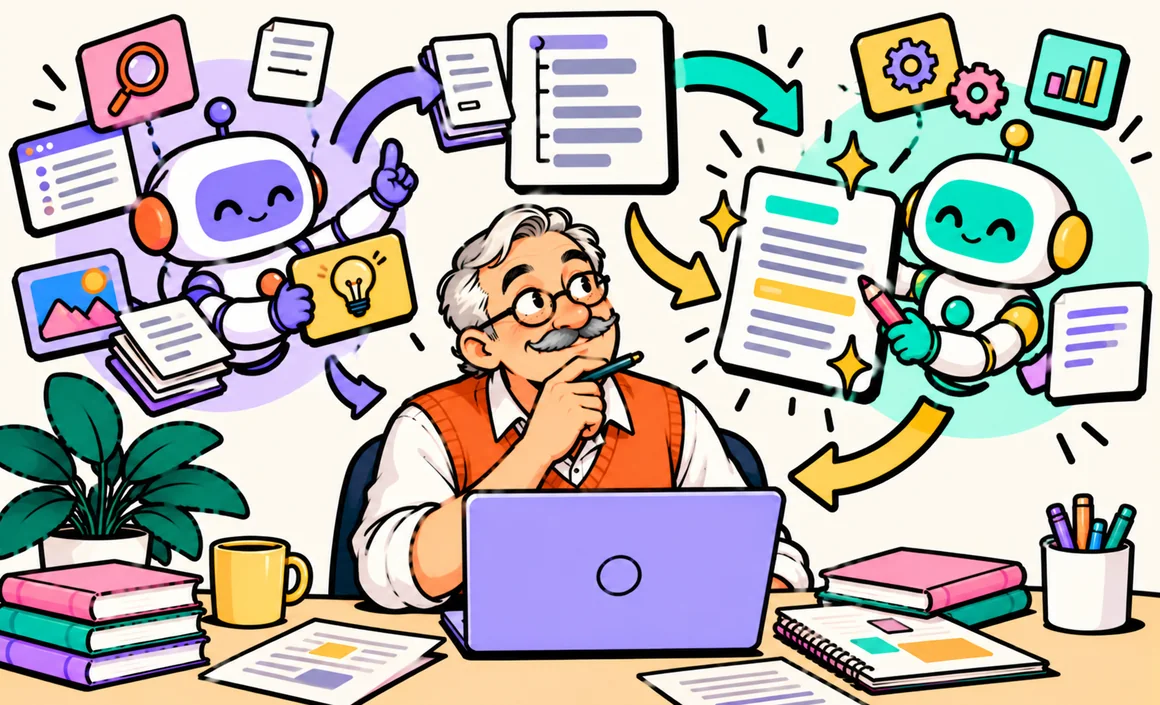 Illustration: Brian gets two AI assistants working together, from research to the final document