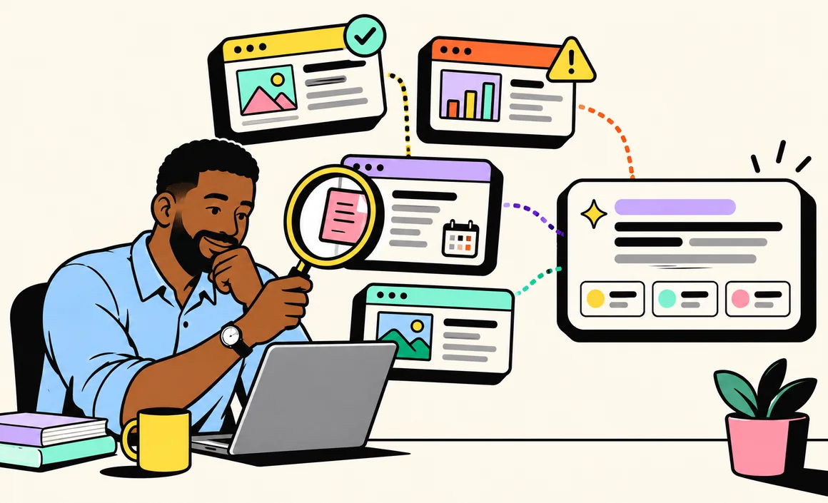 Illustration: Malik checks the sources cited by ChatGPT with a magnifying glass